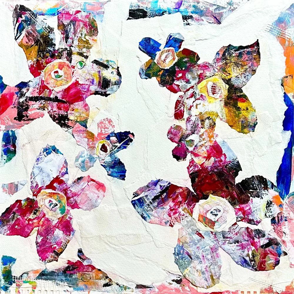 Playing In The Garden Of Whimsy | Mixed Media Collage Art | Floral